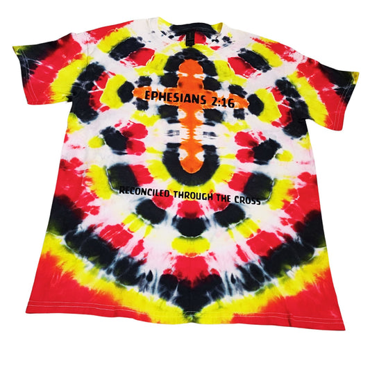 Tie-dye cross t-shirt w/Bible verse