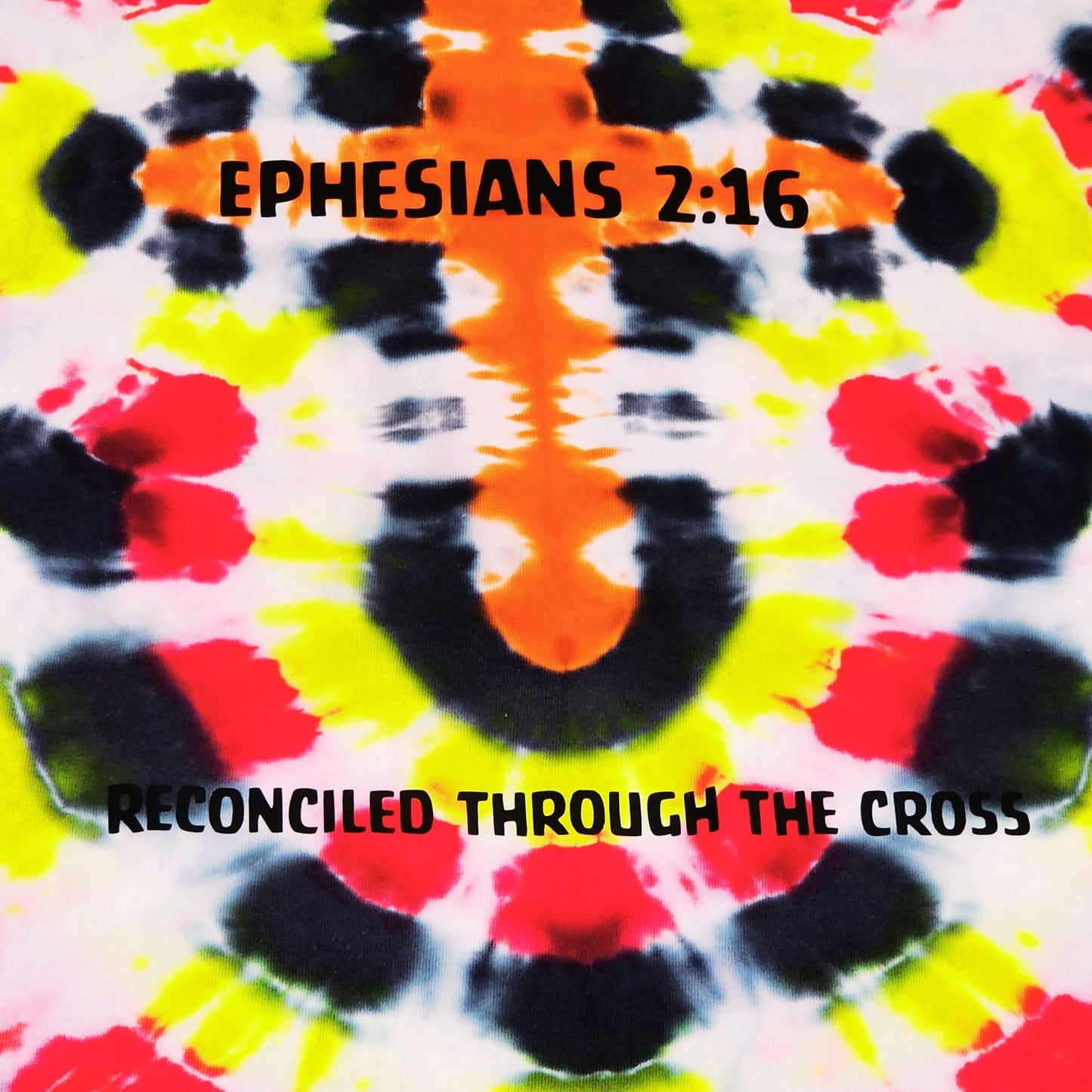 Tie-dye cross t-shirt w/Bible verse